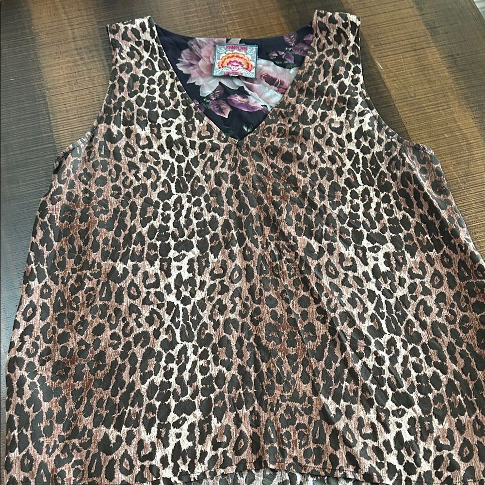 Johnny Was Brown Leopard Print Tank Top